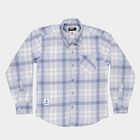 Boys Light Powder Blue Checkered Classic Collar Casual Shirt, Light Blue, small image number null