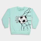 Boys Mint Green Crew Neck Casual Sweatshirt, एक्वा, small image number null