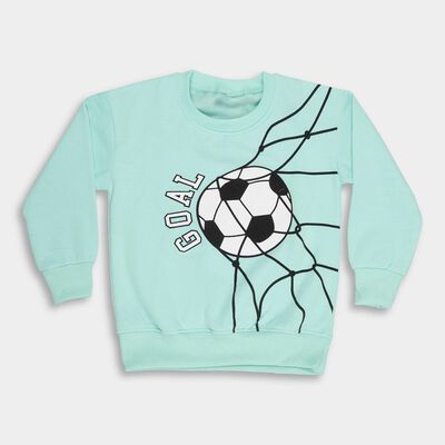 Boys Mint Green Crew Neck Casual Sweatshirt