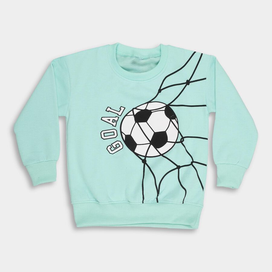 Boys Mint Green Crew Neck Casual Sweatshirt, एक्वा, large image number null