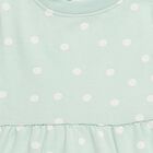 Girls' Mint Green Polka Dot Long Sleeve Frock, हल्का हरा, small image number null