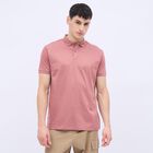 Men's Dusty Rose Cotton Polo Neck Classic T-Shirt, मूँगा (कोरल), small