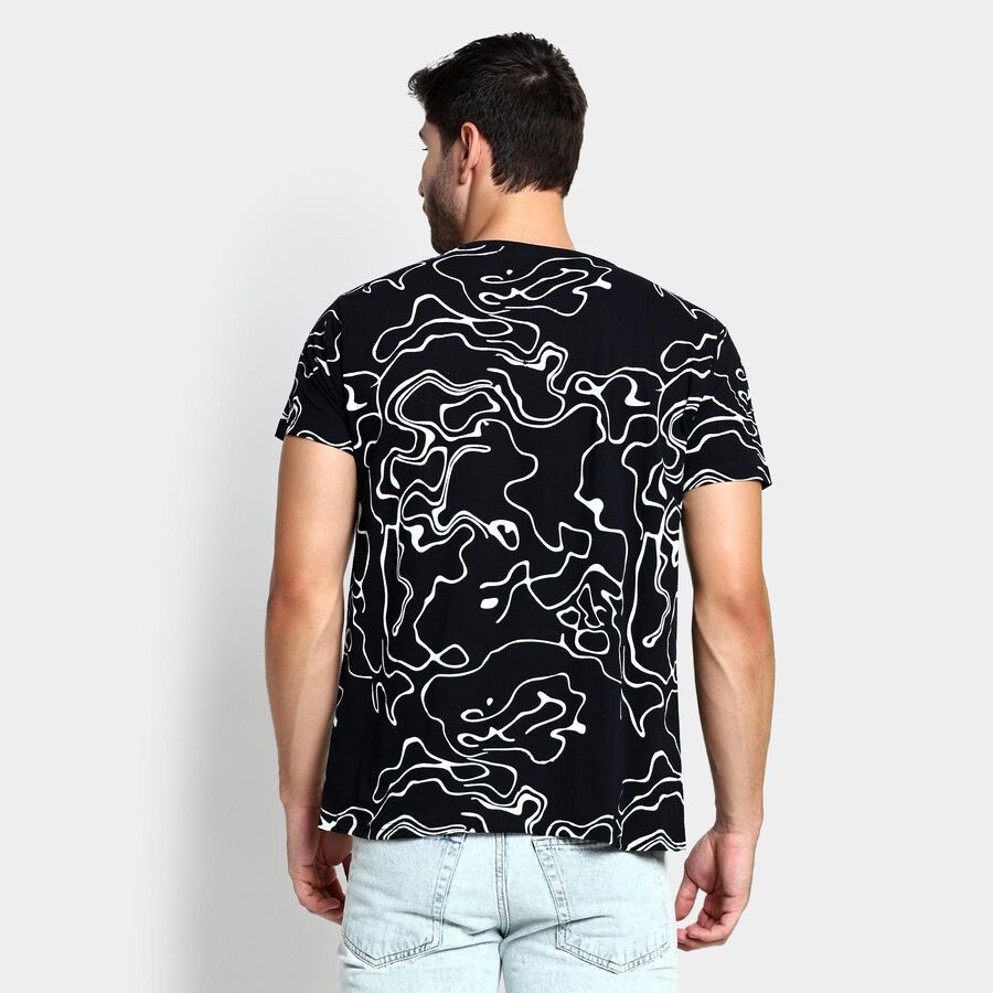 Men's 100% Cotton Round Neck Half Sleeves T-Shirt , Black, large image number null