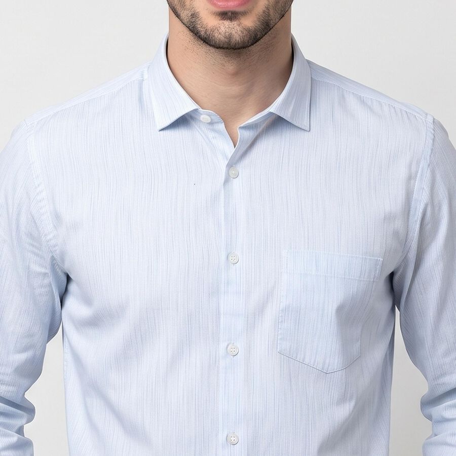 Men's Light Blue Spread Collar Formal Shirt, हल्का नीला, large