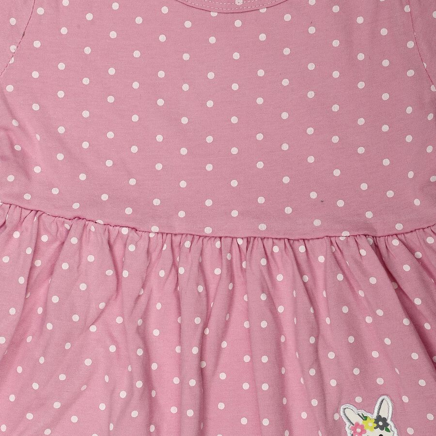Girls' Lilac Polka Dot Printed Fit and Flare Frock, लाइलेक, large