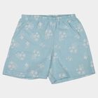 Girls' Light Blue Floral Elastic Waist Shorts, Light Blue, small