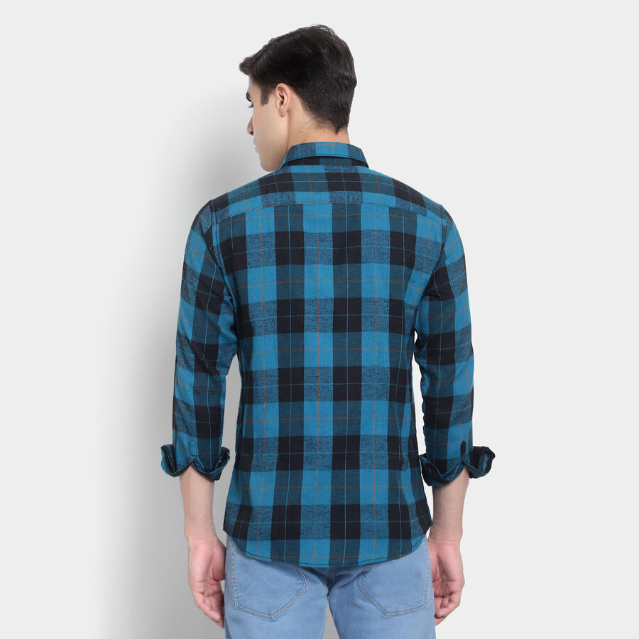 Checks Casual Shirt, Teal Blue, large image number null