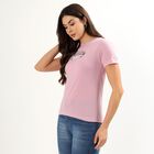 Women's Soft Lilac Purple Round Neck Graphic Printed T-Shirt, Lilac, small