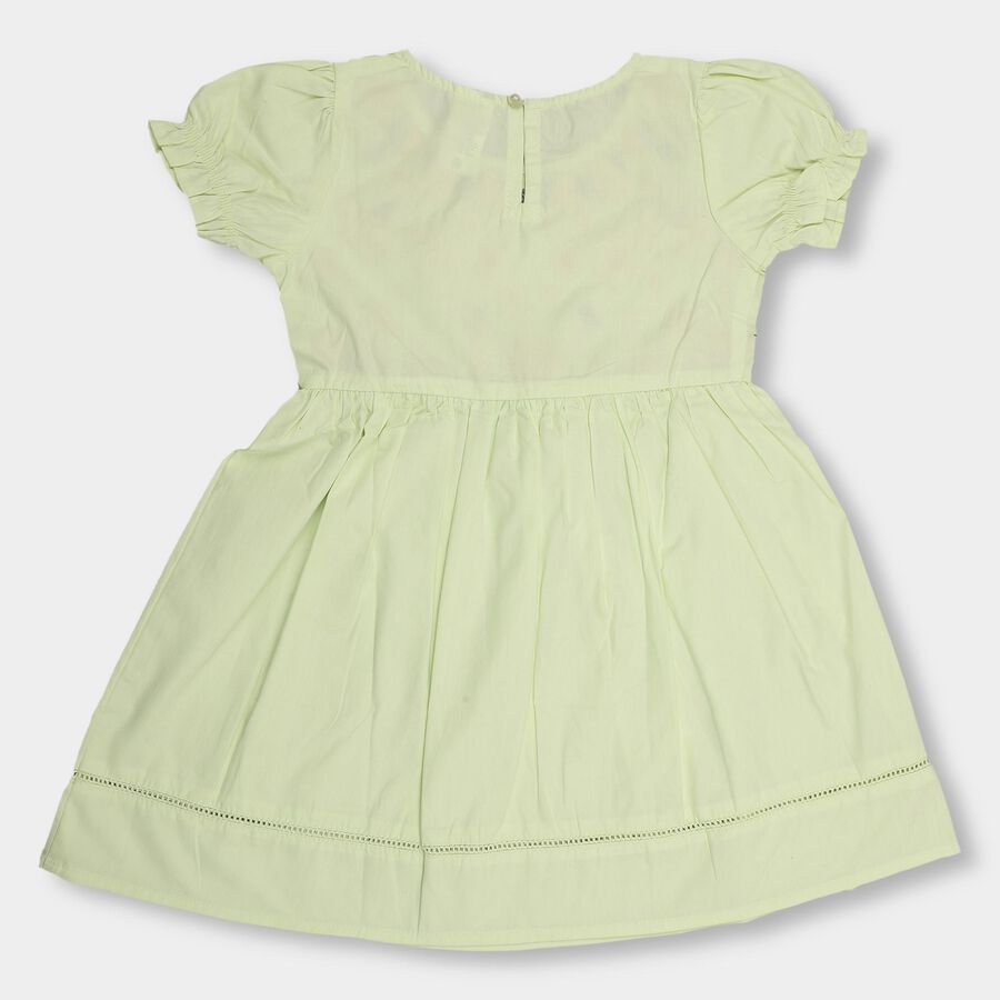 Girls' 100% Cotton Frock, Light Green, large image number null