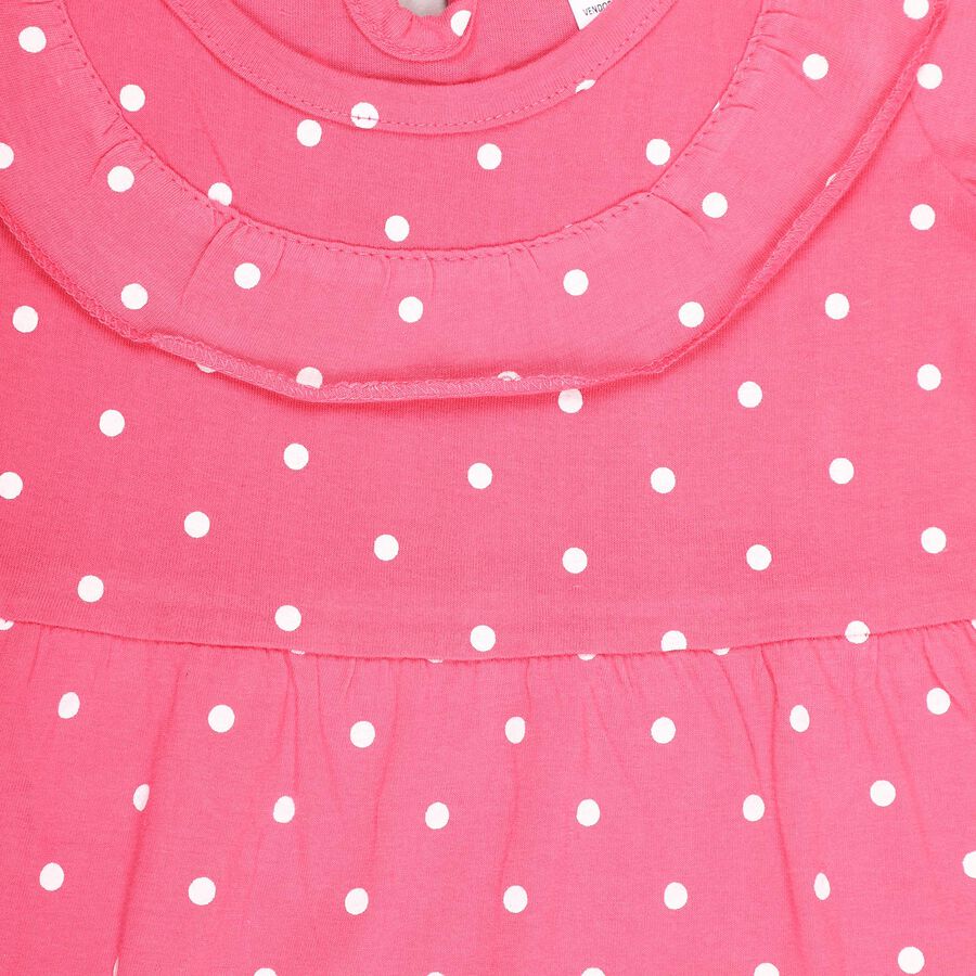 Infants' Bright Pink Polka Dot Ruffled Frock, Pink, large image number null