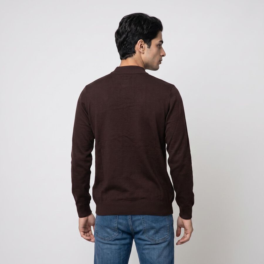 Men's Brown Crew Neck Pullover, Brown, large