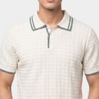 Men's Off White Cotton Polo Neck Polo T-Shirt, ऑफ व्हाइट, small