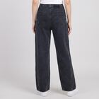 Women's Navy Blue Wide Leg Drawstring Jeans, Dark Blue, small