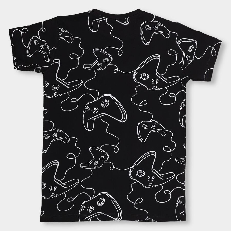 Boys' 100% Cotton Half Sleeves T-Shirt , काला, large image number null