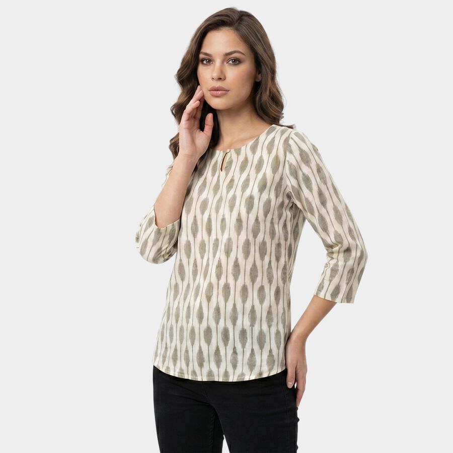 Women's White Kurti, ऑफ व्हाइट, large
