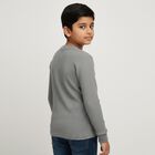 Boys Muted Charcoal Black Round Neck Thermal, मिश्रित मध्यम ग्रे, small image number null