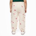Girls Beige Floral Printed Relaxed Fit Cargo Trousers, गहरा पीला, small image number null