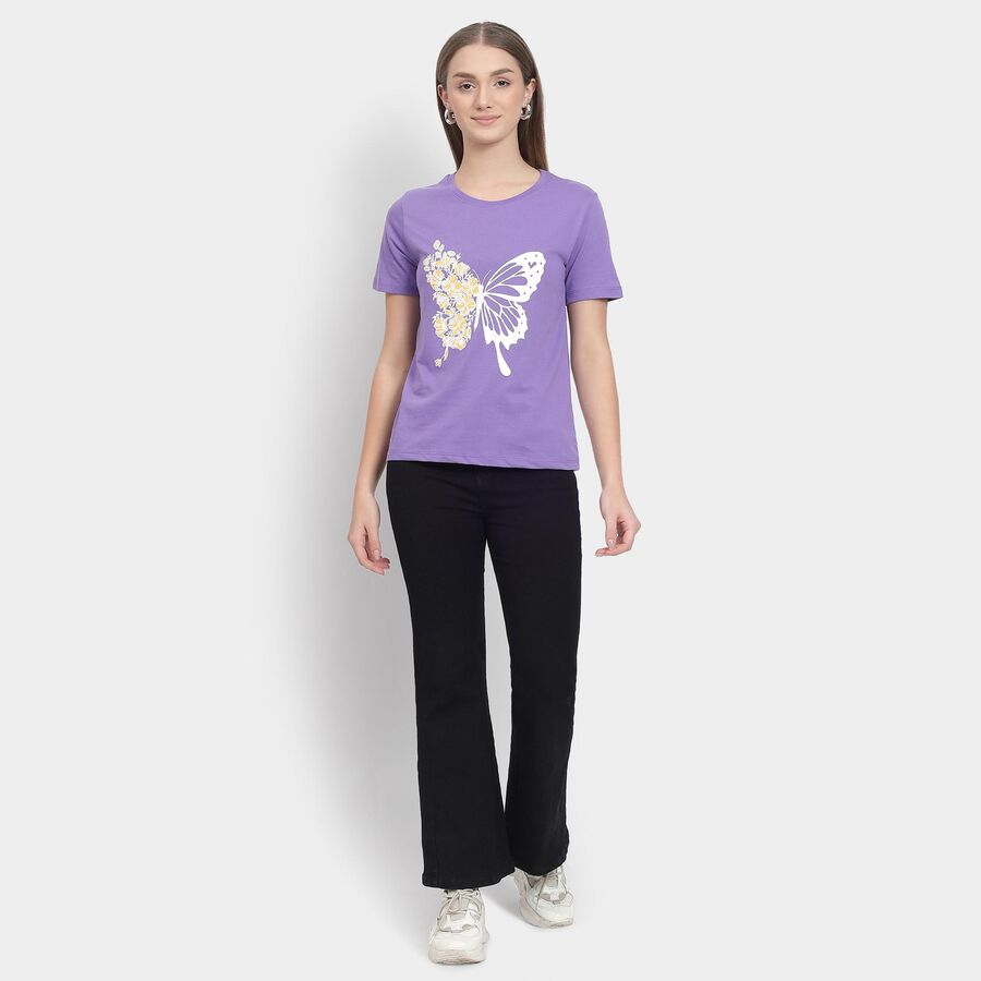 Ladies' Round Neck T-Shirt , बैंगनी, large image number null
