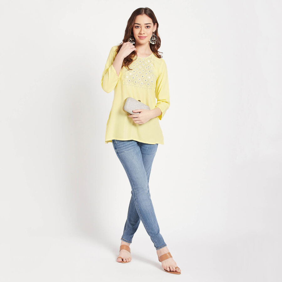 Embroidered Kurti, Yellow, large image number null