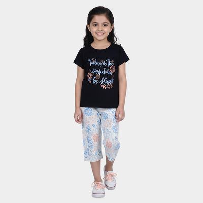 Girls Navy Blue Casual Upper And Bottom Set