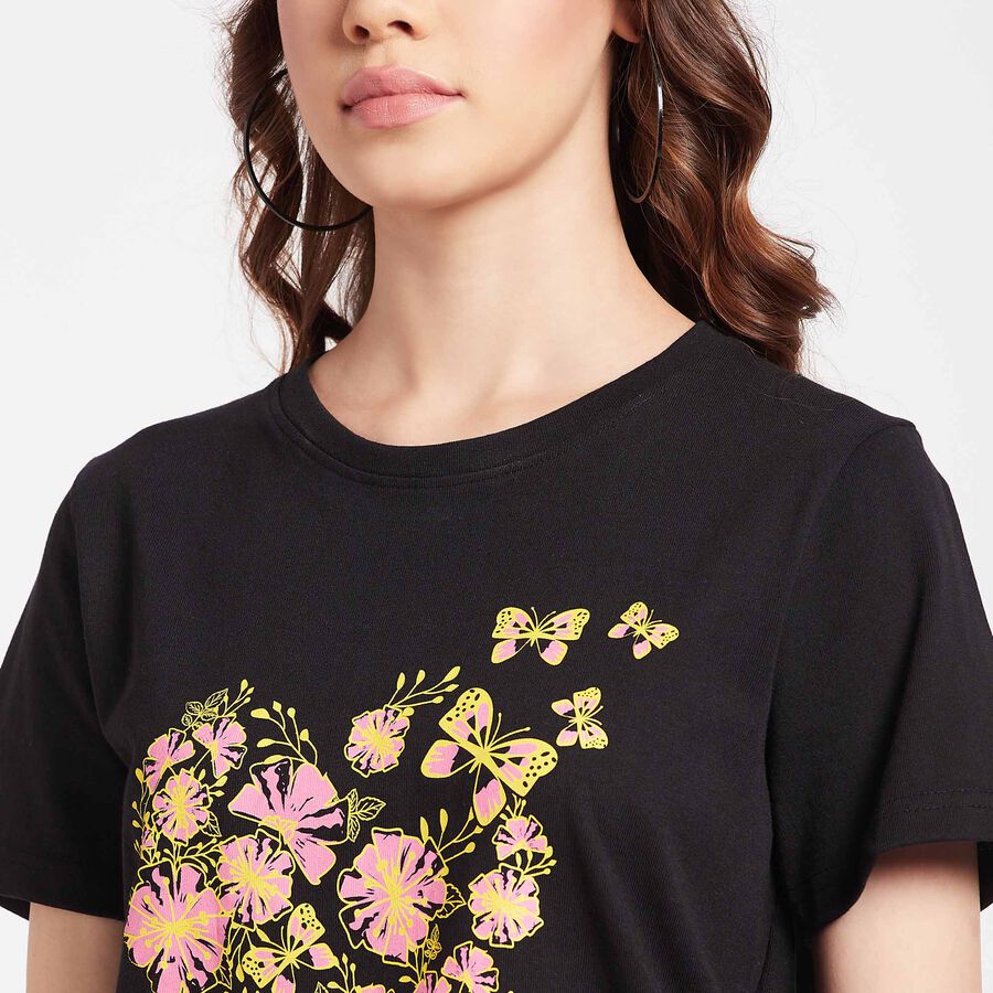 Round Neck T-Shirt, Black, large image number null