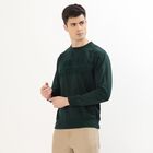 Men's Dark Forest Green Crew Neck Casual Sweatshirt, गहरा हरा, small image number null