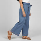 Girls' Dusty Steel Blue Wide-Leg Embroidered Jeans, मध्यम नीला, small image number null