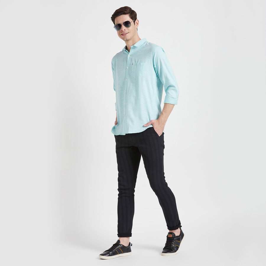 Solid Casual Shirt, Light Green, large image number null