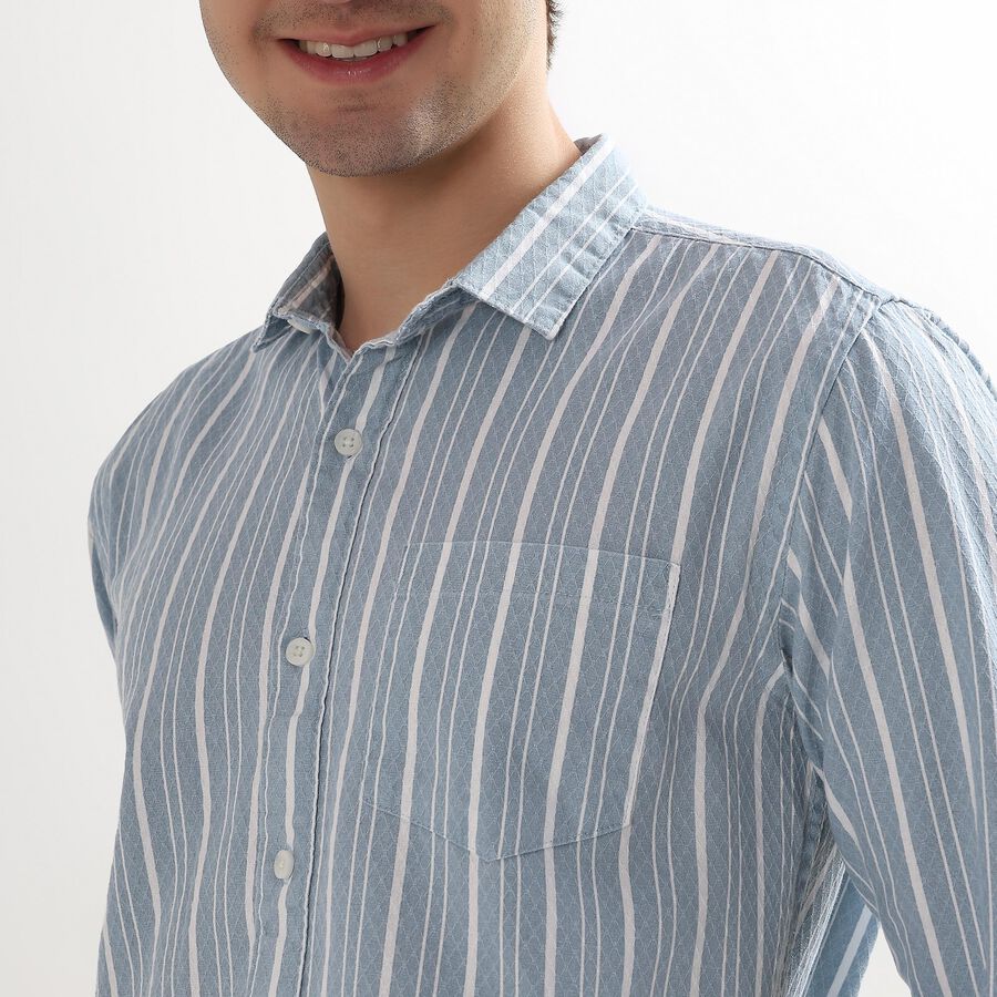 Men's 100% Cotton Regular Collar Casual Shirt, Light Blue, large image number null