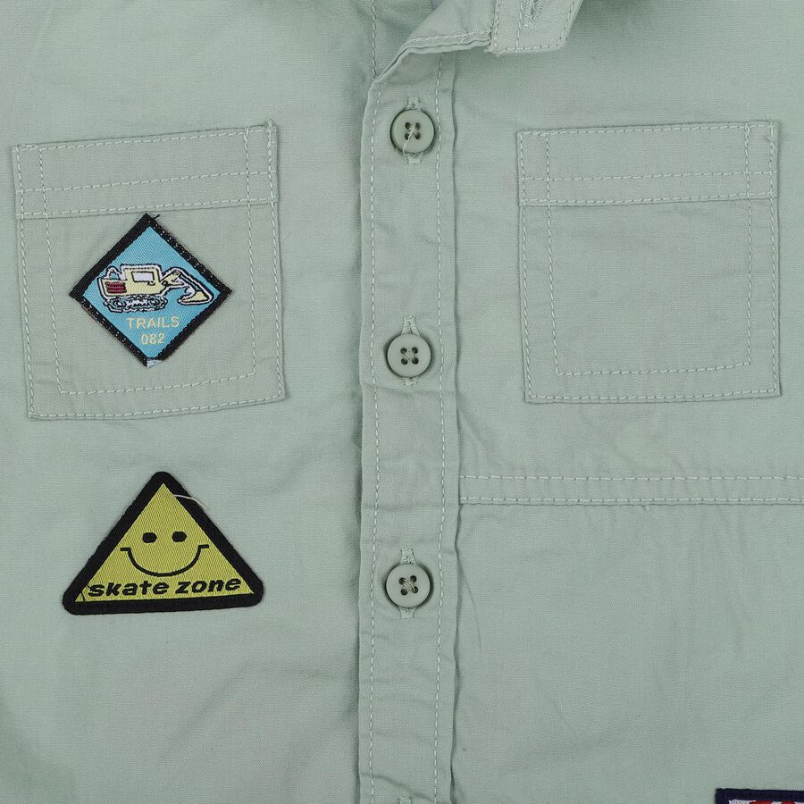 Infants Light Green Cotton Half Sleeve Classic Casual Shirt, Light Green, large