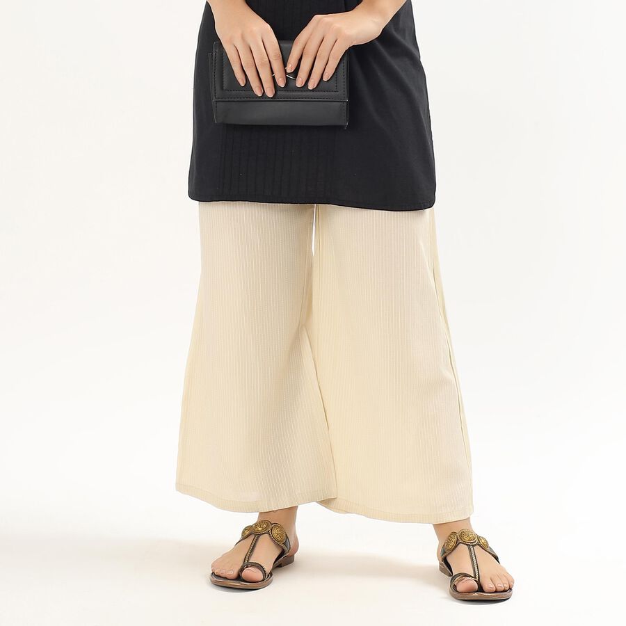 Women's Solid Regular Fit Palazzo, Beige, large image number null