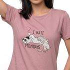 Women's Lilac Round Neck Regular T-Shirt, लाइलेक, small