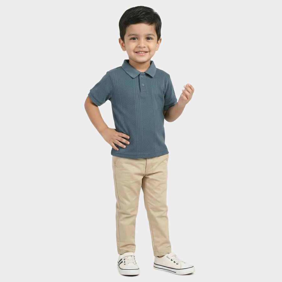 Boys Blue Cotton Polo Neck Casual Boys T-Shirt, मध्यम नीला, large