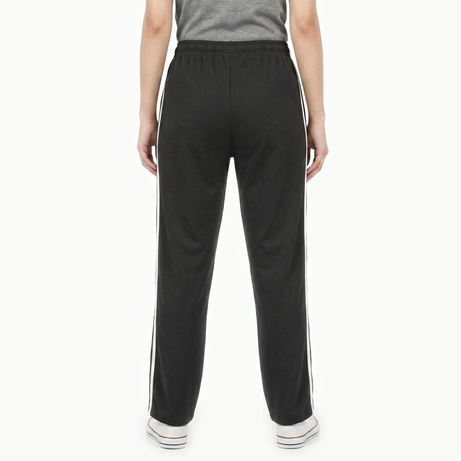 Women's Dark Grey Regular Fit Side-Striped Track Pants, Dark Grey, large