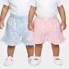Infants' Multicolour Regular Fit Ruffled Cotton Half Pant Combo, Light Blue, small
