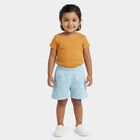 Girls' Light Blue Floral Elastic Waist Shorts, Light Blue, small