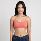 Women's Pink Cotton Blend Scoop Neck Bralette Bra, गुलाबी, small