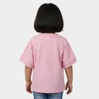 Girls Light Pink Round Neck Casual T-Shirt, Pink, small