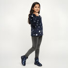 Girls' Deep Navy Blue Star Print Winter Pyjama, नेवी ब्लू, small image number null