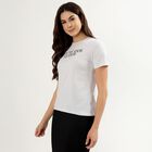Women's Bright Ecru Melange Round Neck Graphic T-Shirt, Ecru Melange, small