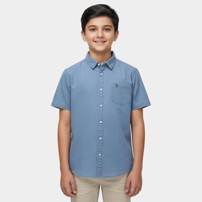 Boys Light Blue Button-Down Casual Shirt