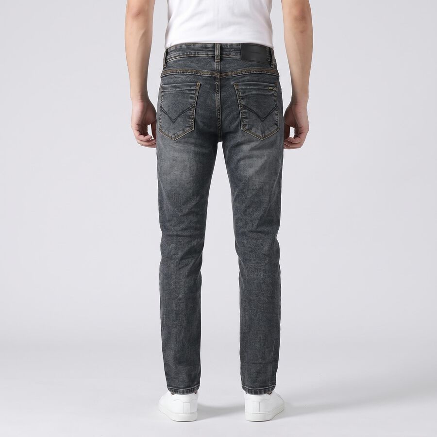 Men's Dark Blue Slim Fit Faded Jeans, Dark Blue, large