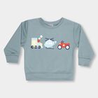 Infants Muted Steel Blue Crew Neck Casual Sweatshirt, टील ब्लू, small image number null