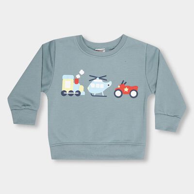 Infants Muted Steel Blue Crew Neck Casual Sweatshirt