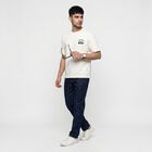 Men's Off White Cotton Round Neck Regular T-Shirt, ऑफ व्हाइट, small
