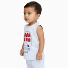 Infants Light Blue Cotton Round Neck Casual Vest, हल्का नीला, small
