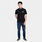 Men's Black Round Neck Regular T-Shirt, काला, small