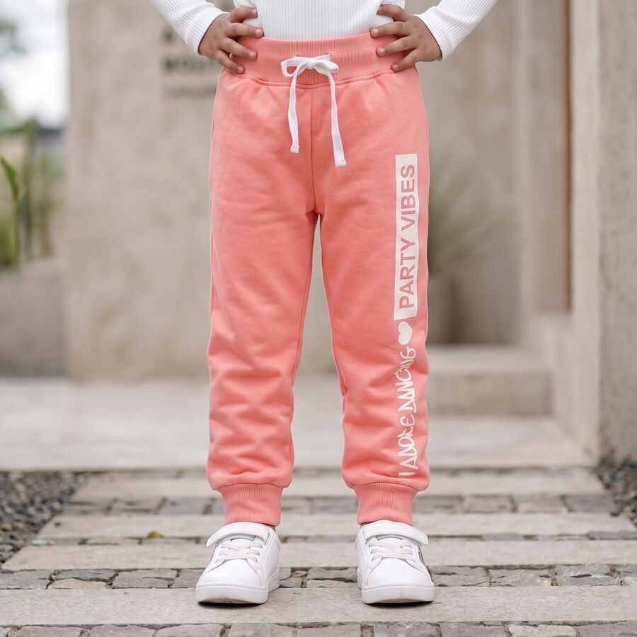 Girls Pink Straight Fit Pyjama, गुलाबी, large
