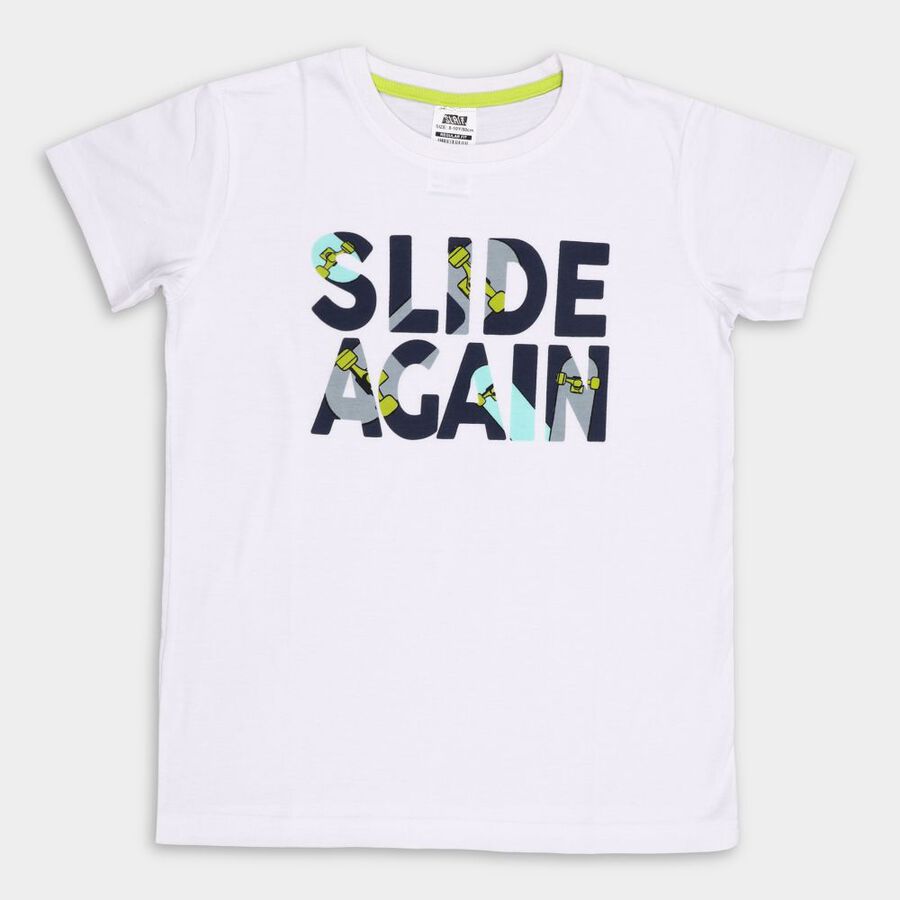 Boys' Half Sleeves T-Shirt, White, large image number null