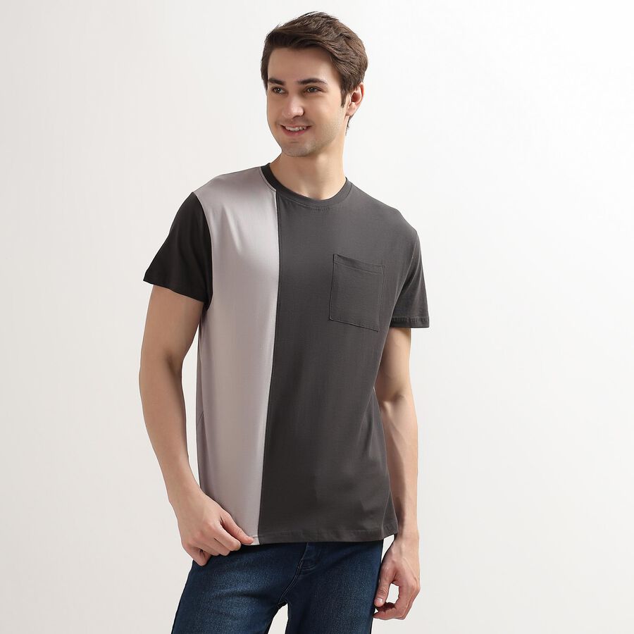 Men's 100% Cotton Round Neck Half Sleeves T-Shirt, Light Grey, large image number null